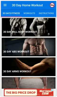 30 Day Home Workout android App screenshot 0